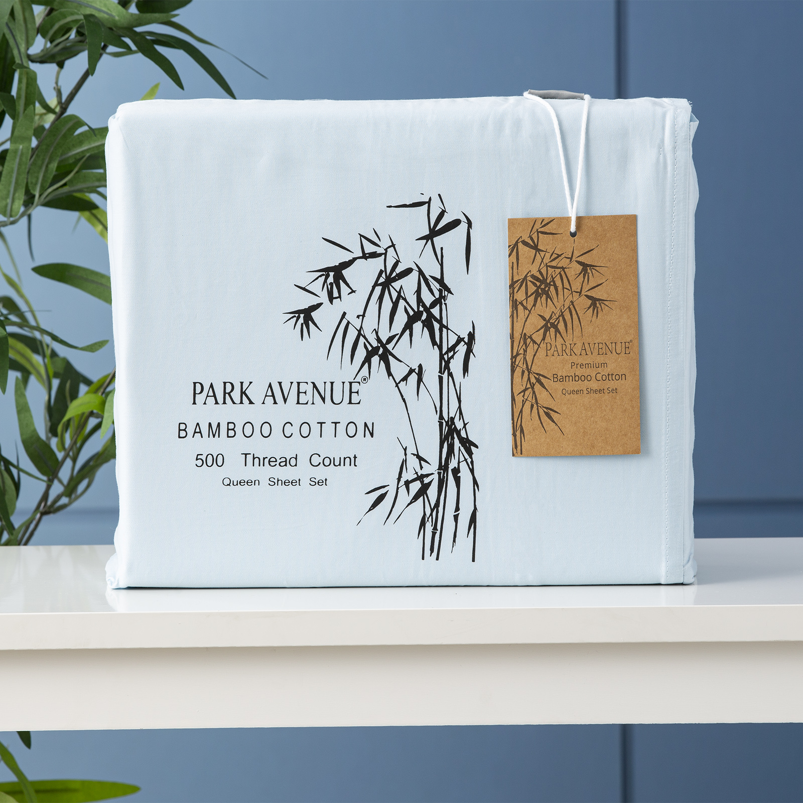 V107-SH316405-195939-00 Bamboo Cotton 500 Thread Count Mid Blue Sheet Sets by Park Avenue King Single - Image 1