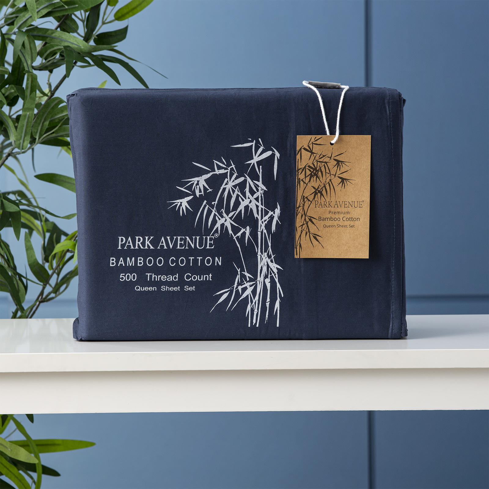 V107-SH316430-195851-00 Bamboo Cotton 500 Thread Count Indigo Sheet Sets by Park Avenue Queen - Image 1