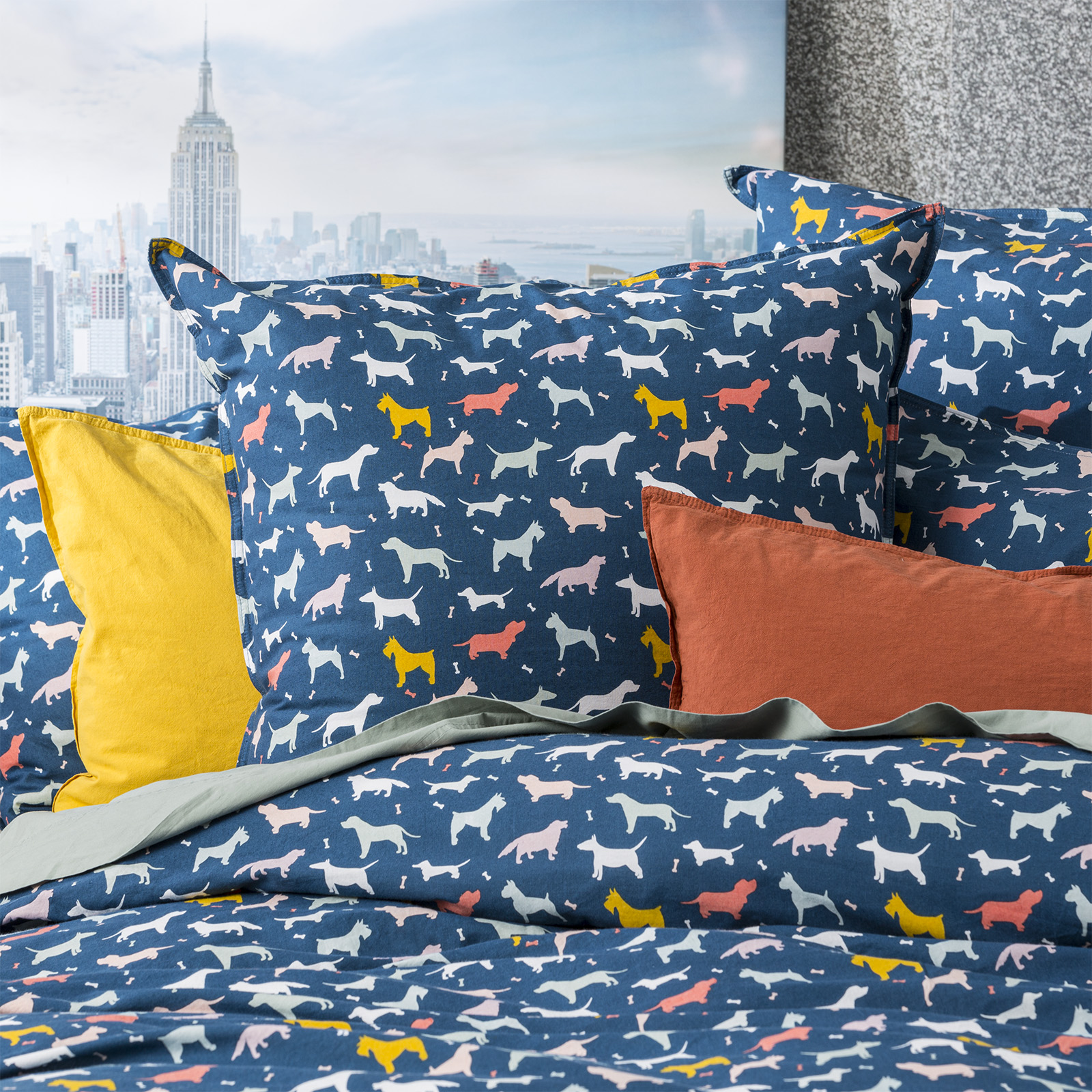 V107-SH318070-195993-00 Novelty European Vintage Washed Printed Cotton Quilt Cover Set by Renee Taylor King - Image 1