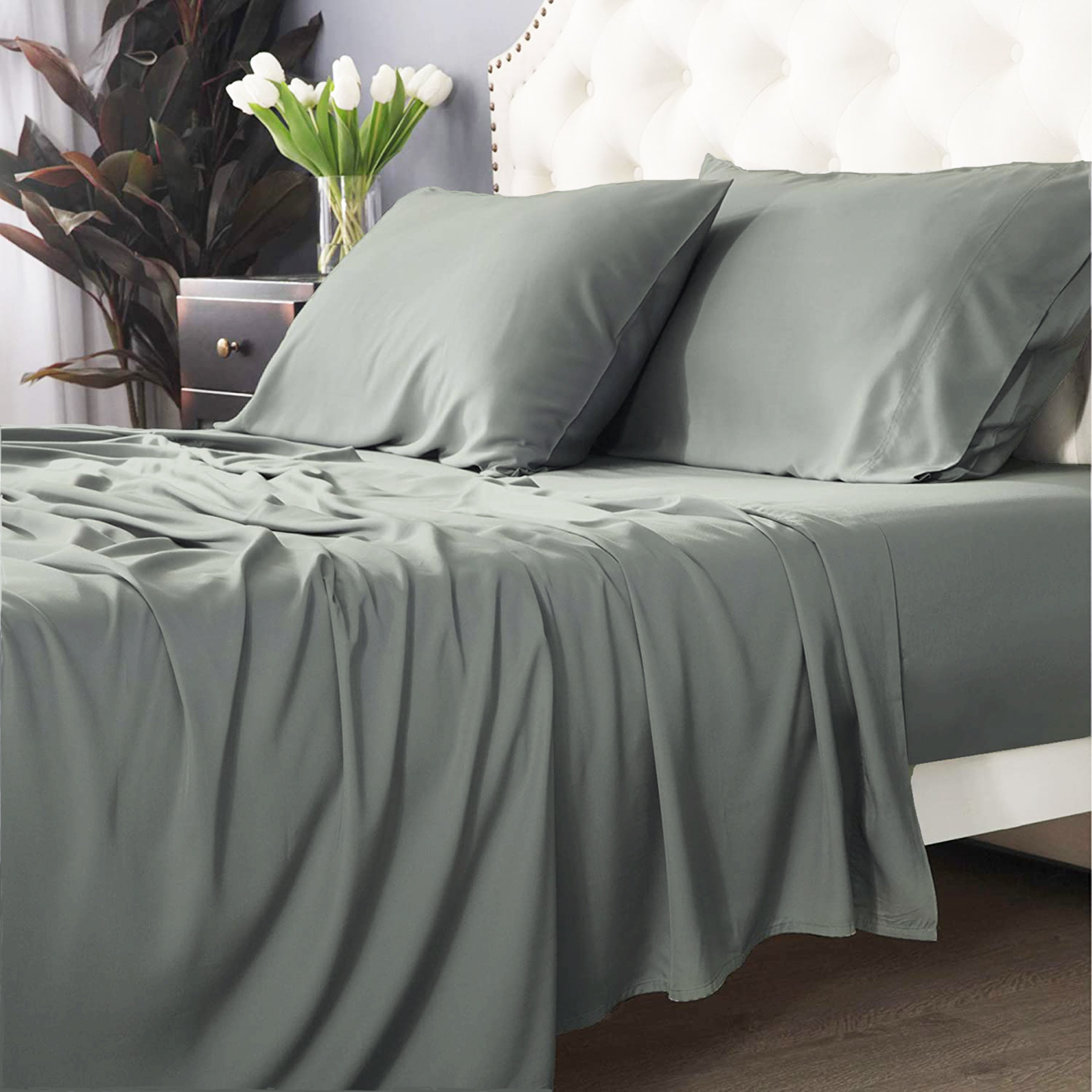 V107-SH320185-196378-00 Bamboo Cotton 500 TC Jade Sheet Set by Park Avenue Long Single - Image 1