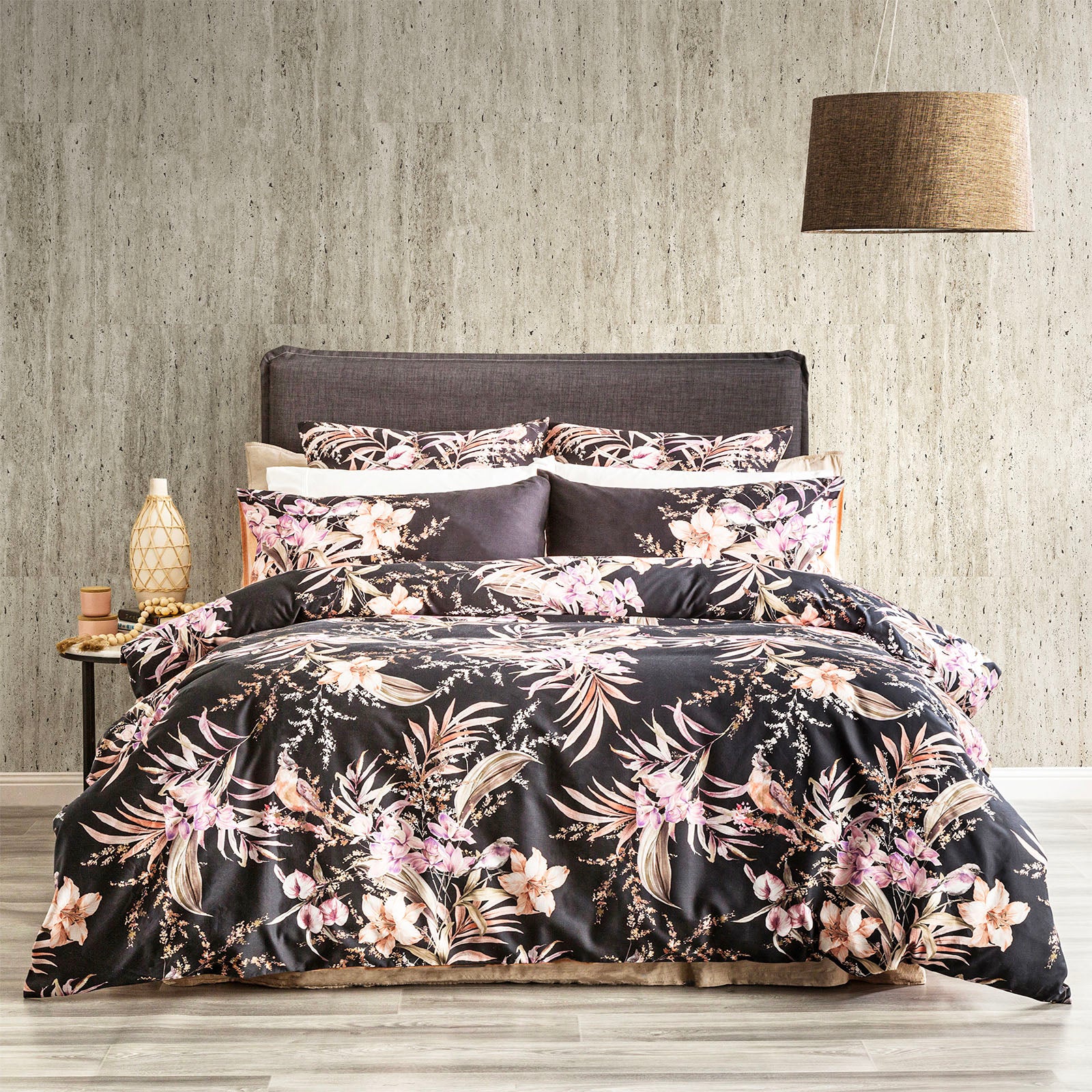 V107-SH324310-202503241302-00 300 TC Grevillea Cotton Reversible Onyx Quilt Cover Sets by Renee Taylor Queen - Image 1