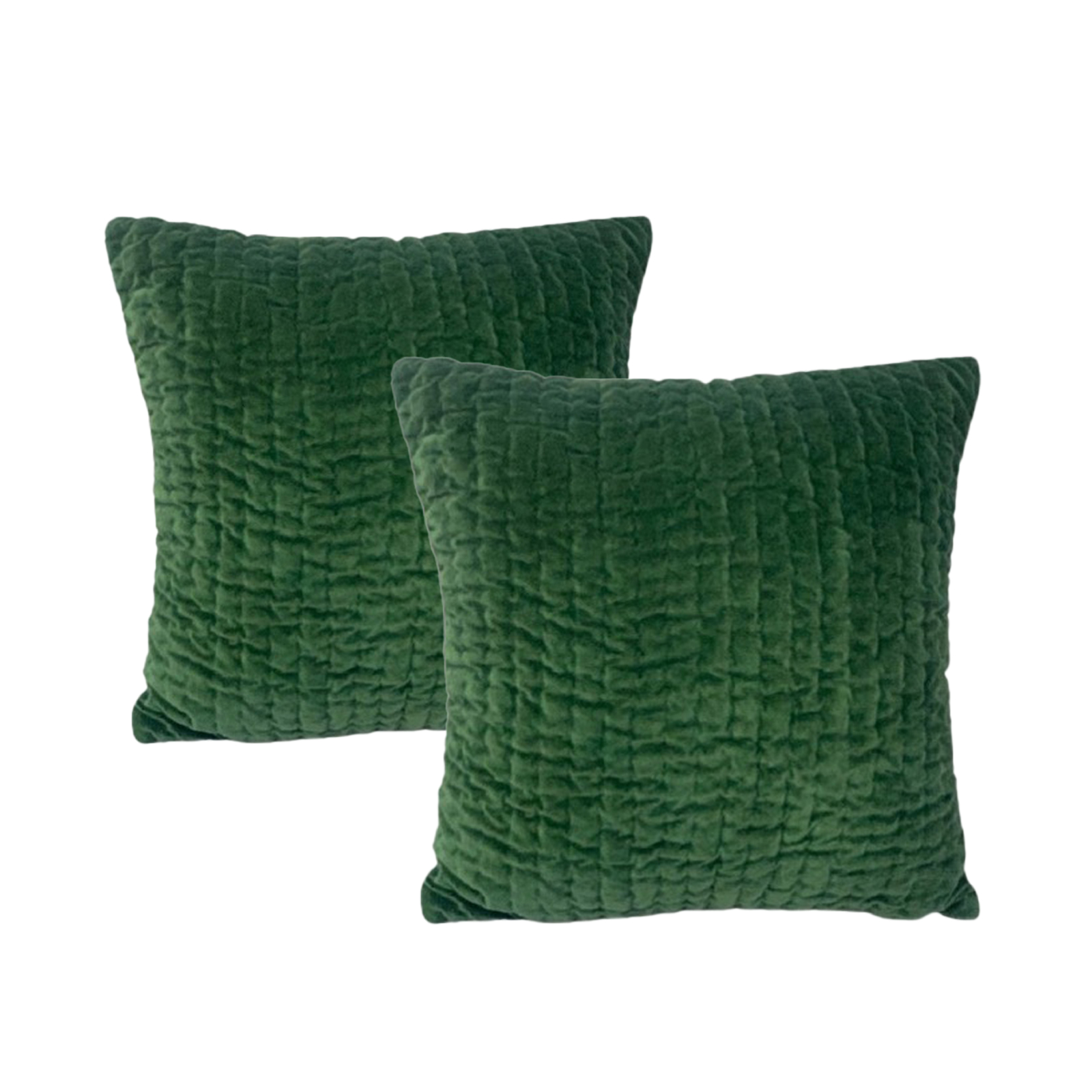 V107-SH325120-196979-00 Minerva Emerald Twin Pack Cotton Velvet Embroidered Cushion Polyester Filled by Cloud Linen - Image 1