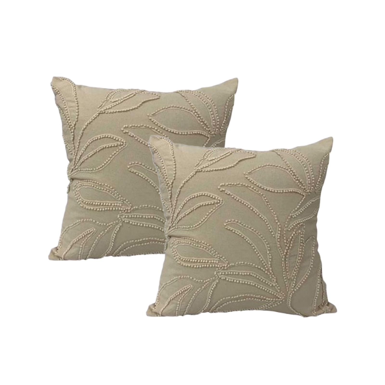 V107-SH325190-197058-00 Riviera Natural Twin Pack Cotton Embroidered Cushion Polyester Filled by Cloud Linen - Image 1