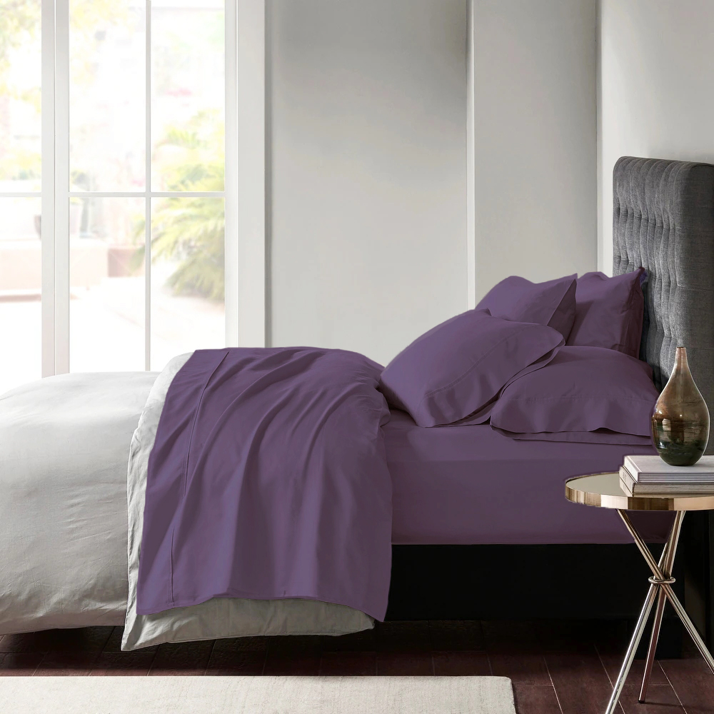 V107-SH327810-202293-00 600 TC Egyptian Cotton Sateen Plum Sheet Set Deep Queen by Park Avenue - Image 1