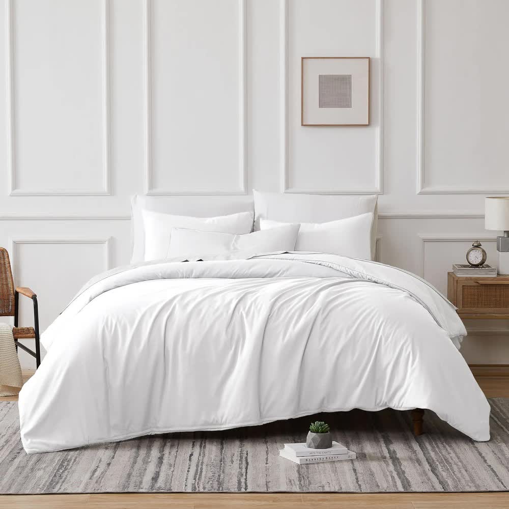V107-SH328055-202327-00 700 TC Tencel Lyocell Fibre & Cotton White King Quilt Cover Set by Renee Taylor - Image 1