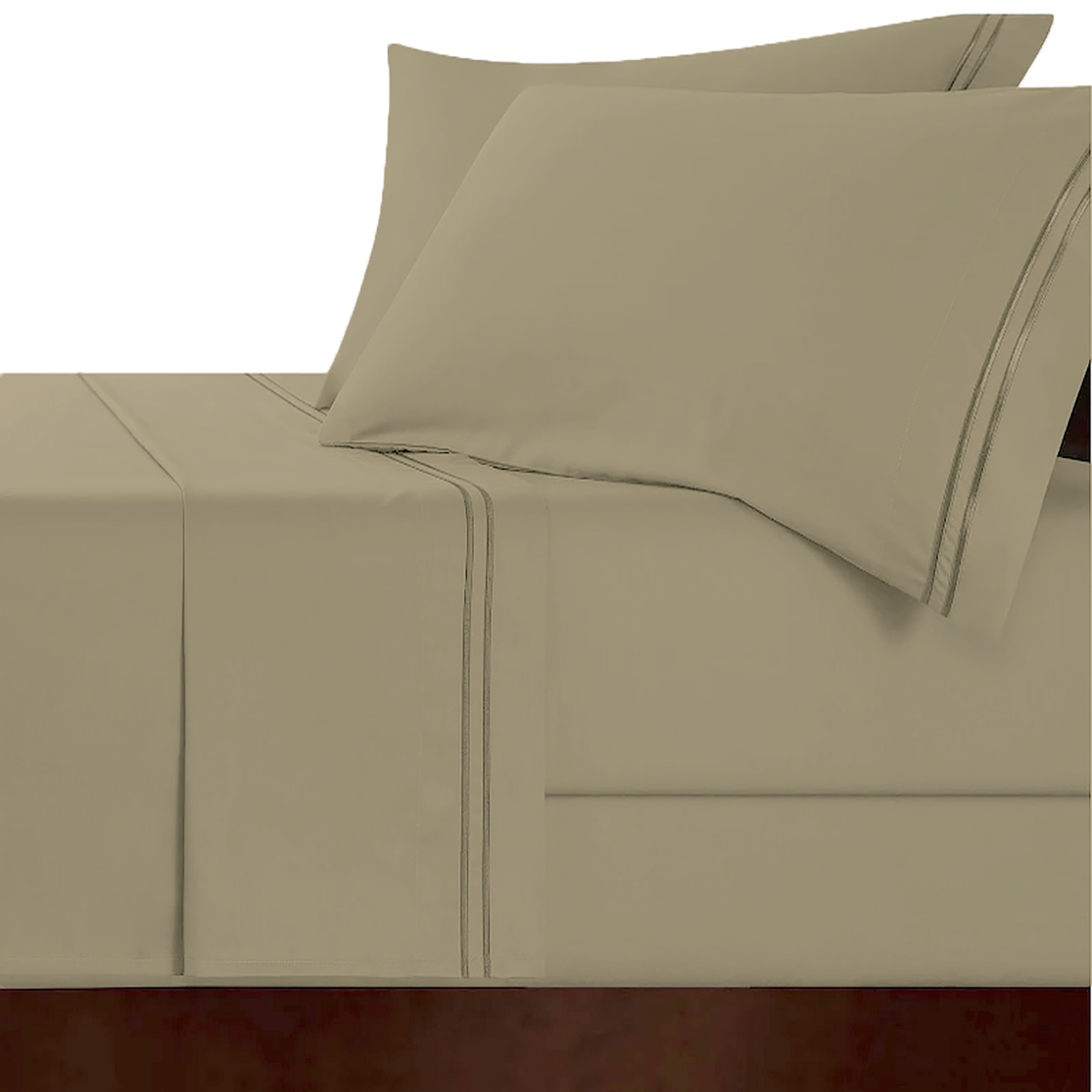V107-SH328155-217003-00 Strada Embroidered 1000 TC Egyptian Cotton Taupe Super King Sheet sets by Renee Taylor - Image 1