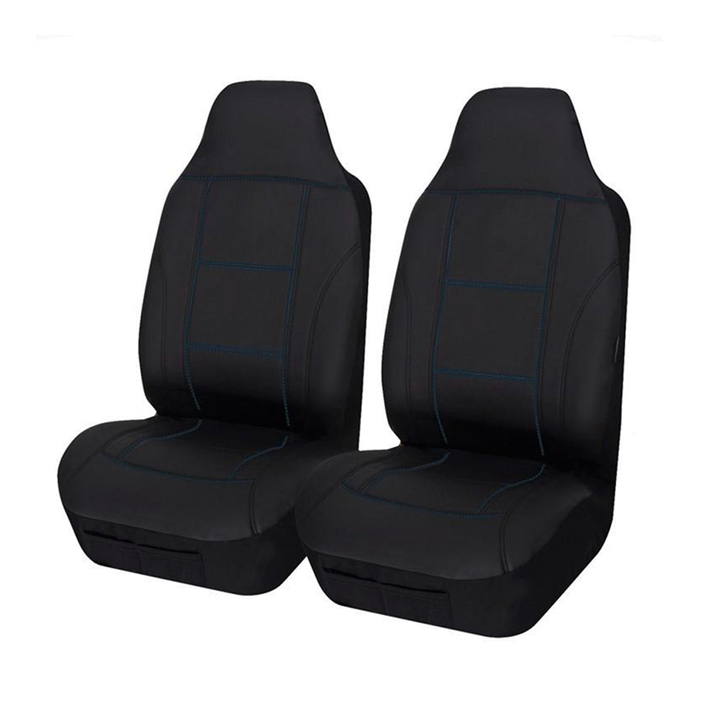 V121-LAVA2503_LAVA2503_0a2b1459-034c-4737-8a84-042db36d40ec Universal Lavish Front Seat Covers Size 60/25 | Black/Blue Stitching - Image 1