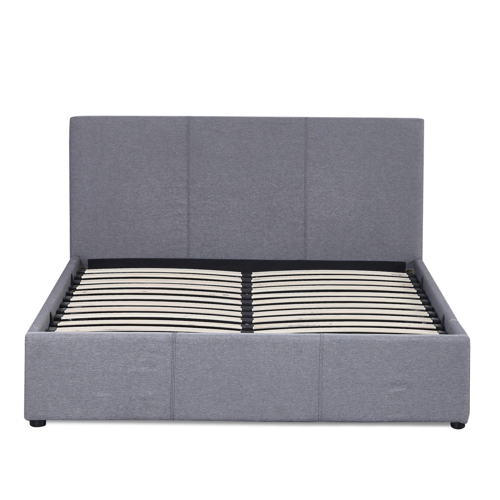 V160-10002030_10002030_6_1 Milano Luxury Gas Lift Bed Frame Base And Headboard With Storage - King Single - Grey - Image 1