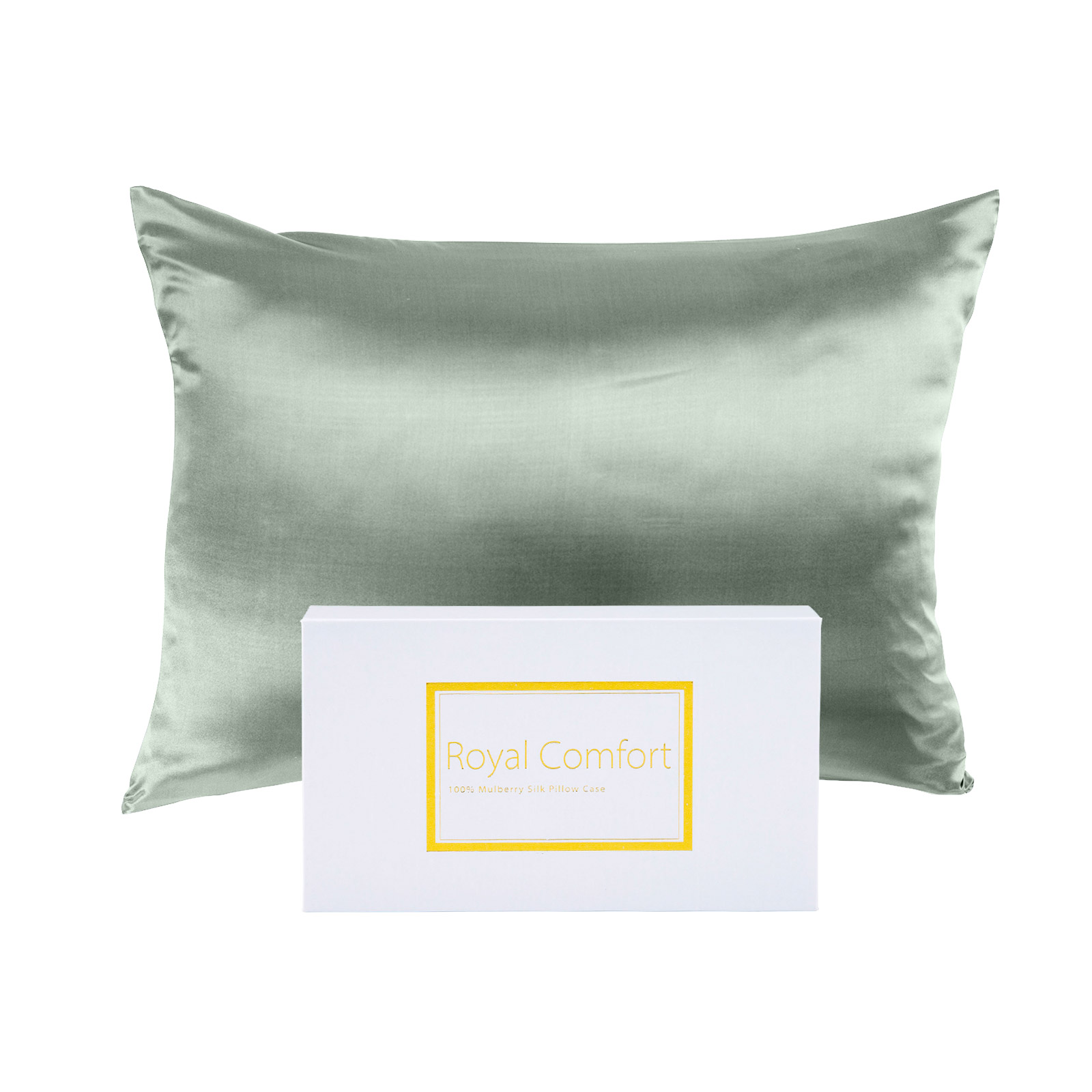 V160-10002249_V160-10002249-02_1_1 Royal Comfort Mulberry Soft Silk Hypoallergenic Pillowcase Twin Pack 51 x 76cm - Sage - Image 1
