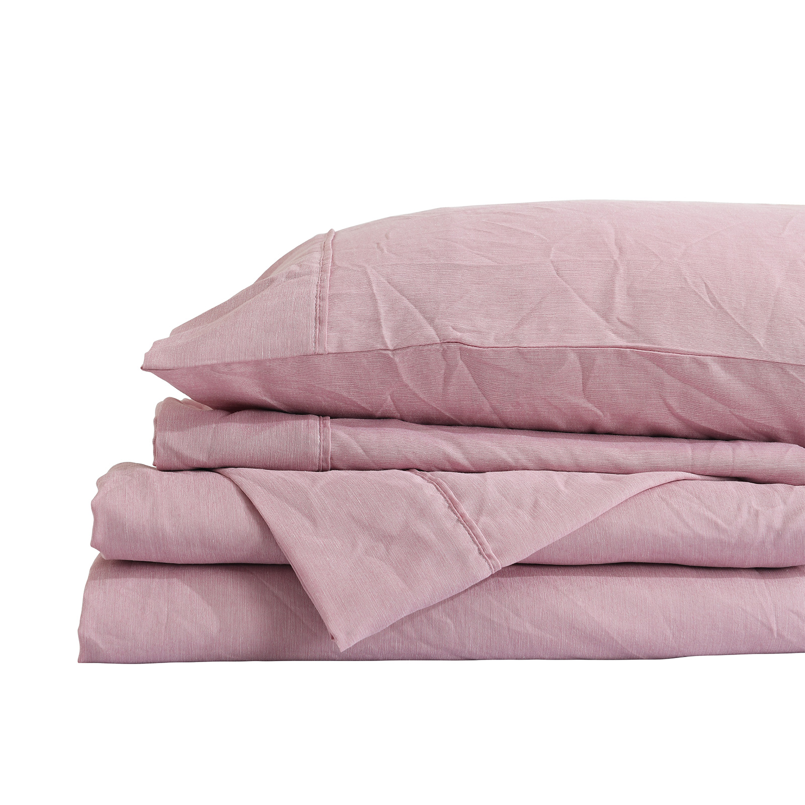 V160-10003030_10003030_7_1 Royal Comfort Flax Linen Blend Sheet Set Bedding Luxury Breathable Ultra Soft - Queen - Mauve - Image 1
