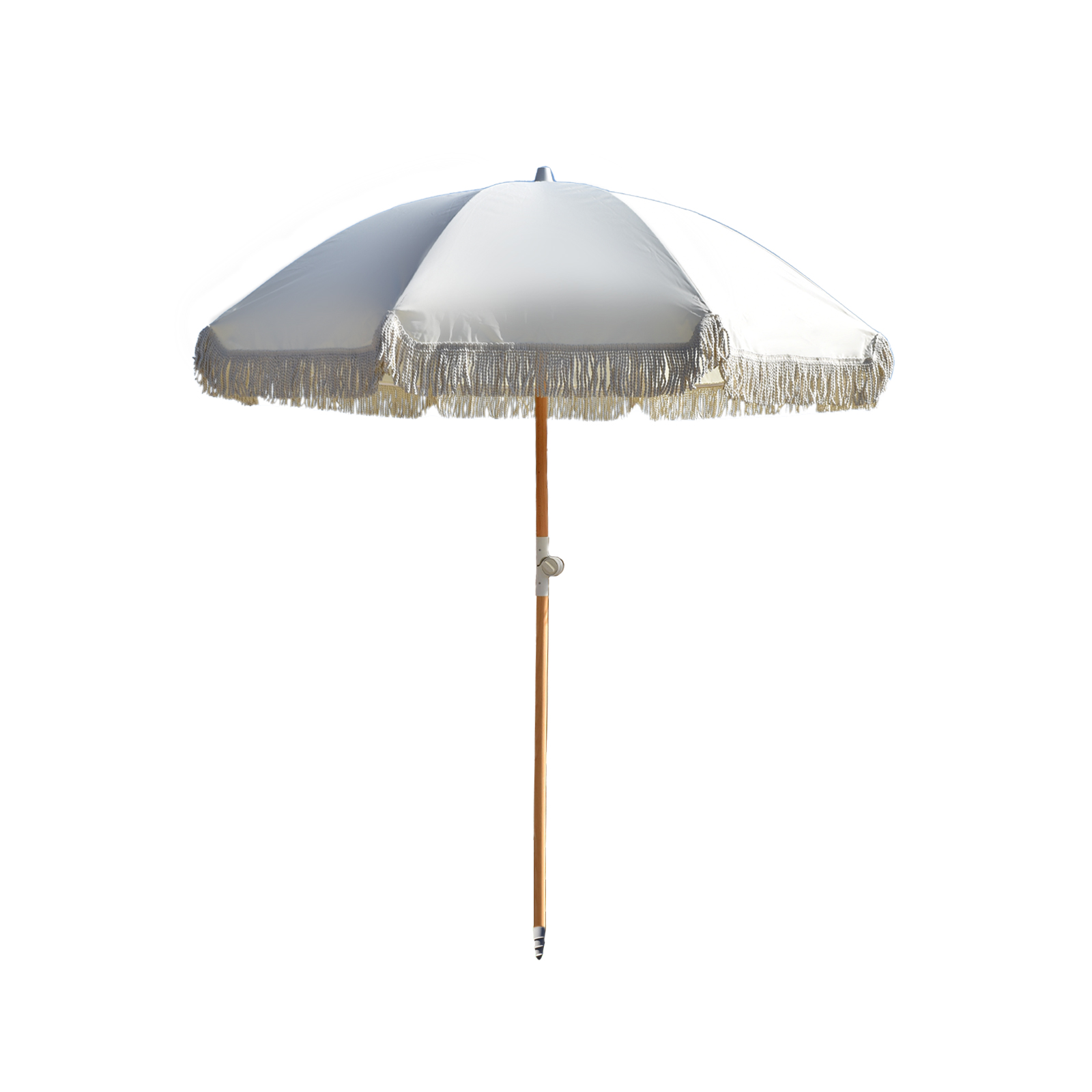 V160-10003084_10003084_2_1 Havana Outdoors Beach Umbrella Portable 2 Metre Fringed Garden Sun Shade Shelter - Natural - Image 1