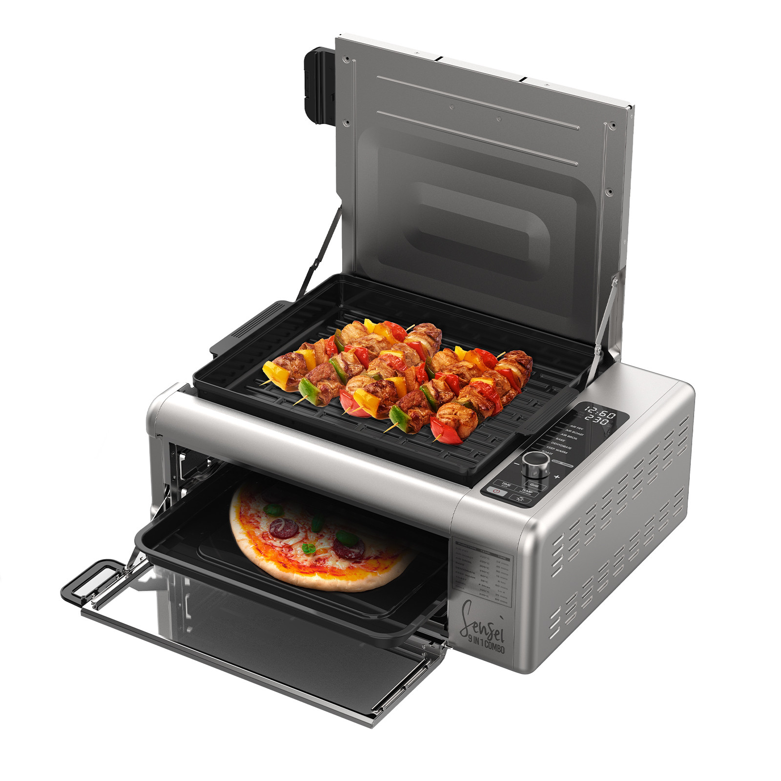 V160-10004268-67297-00 Kitchen Couture 9-In-1 Sensei XL Flip Air Fryer Oven Grill Stainless Steel - Image 1