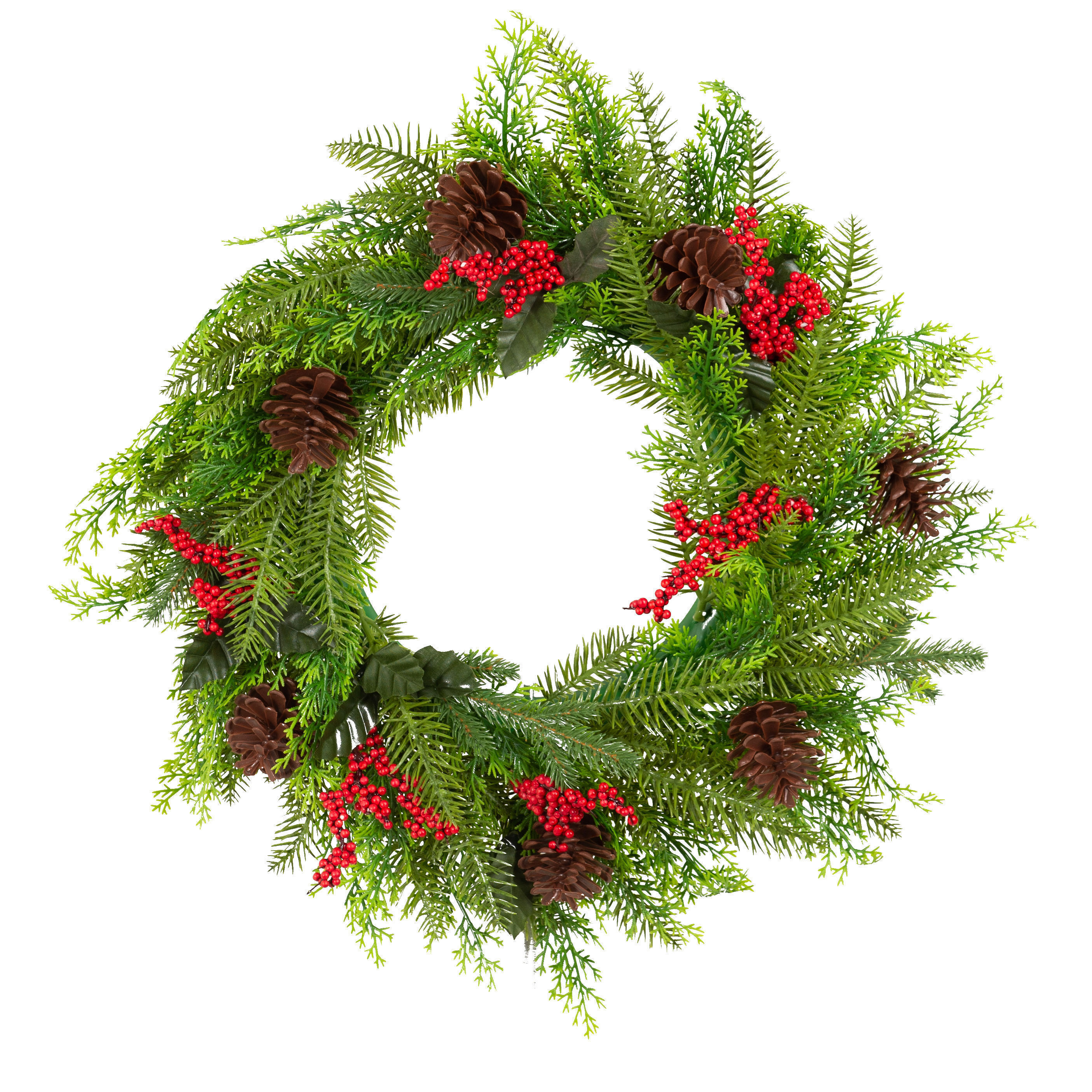 V160-10004380-195099-00 Santa's Helper Pine Cone Christmas Wreath Decor Xmas 50CM - Image 1