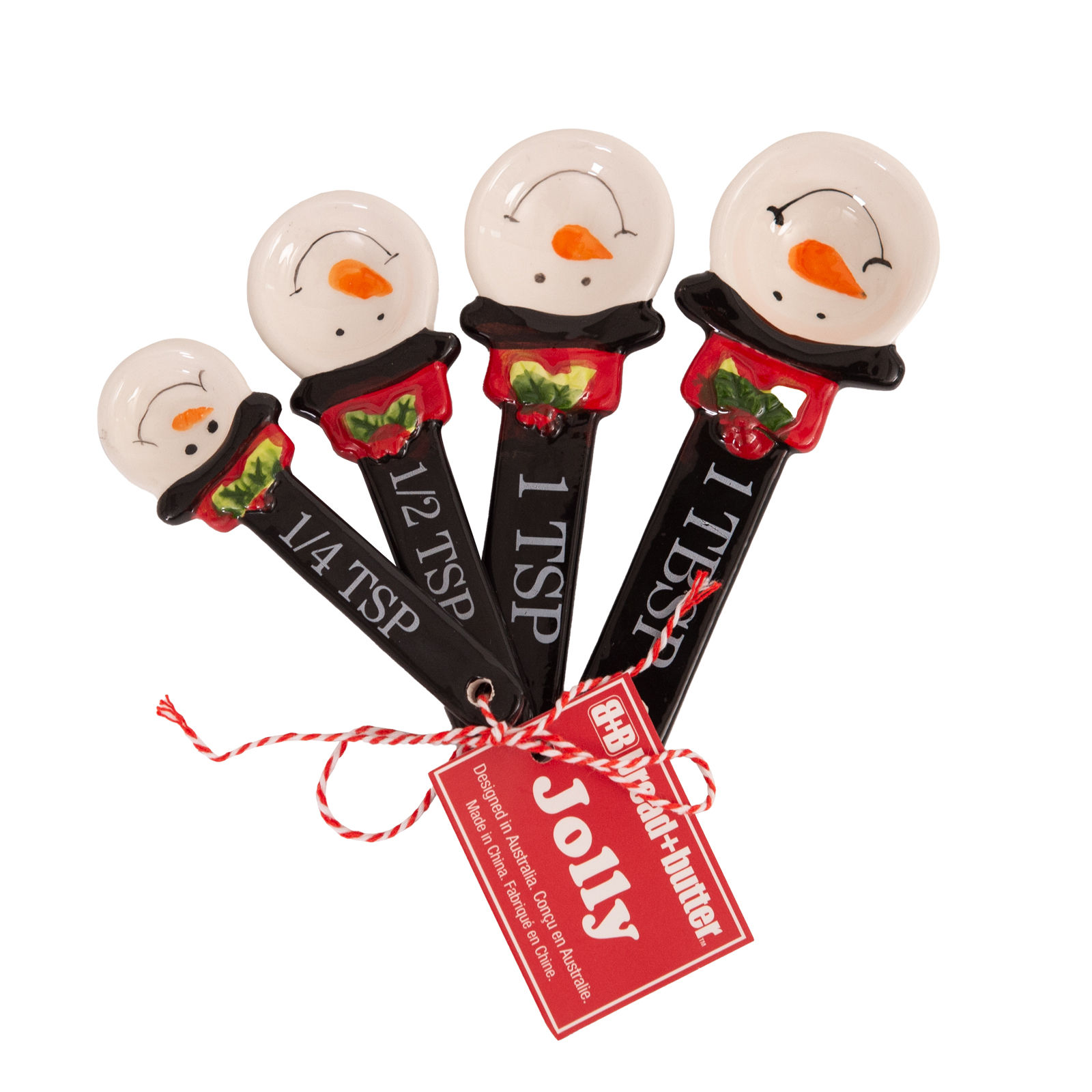 V160-10004458-195109-00 Bread and Butter Snowman Spoons 4 Pack - Image 1