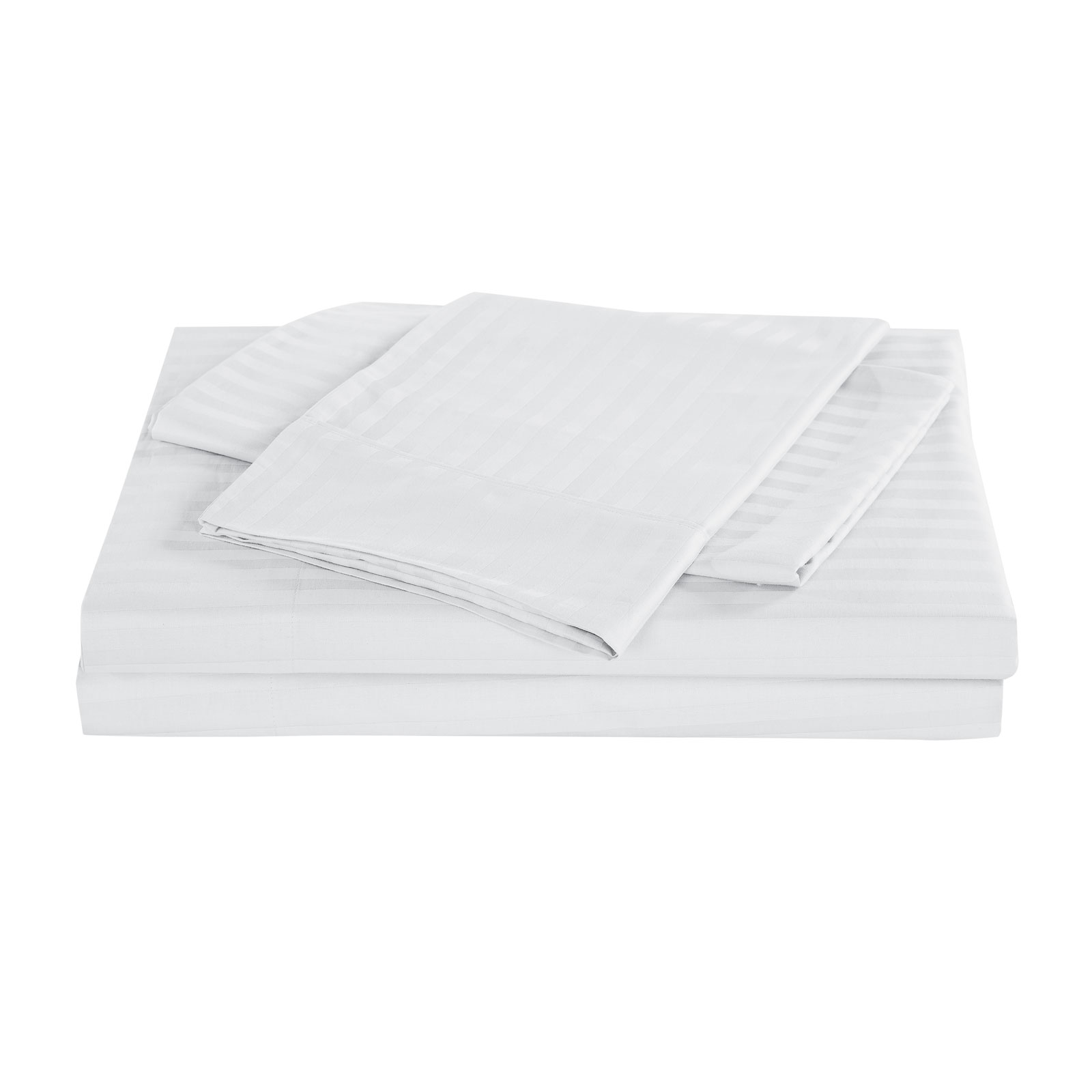 V160-202128-02_8 Kensington 1200 Thread Count 100% Egyptian Cotton Sheet Set Stripe Hotel Grade - Double - White - Image 1