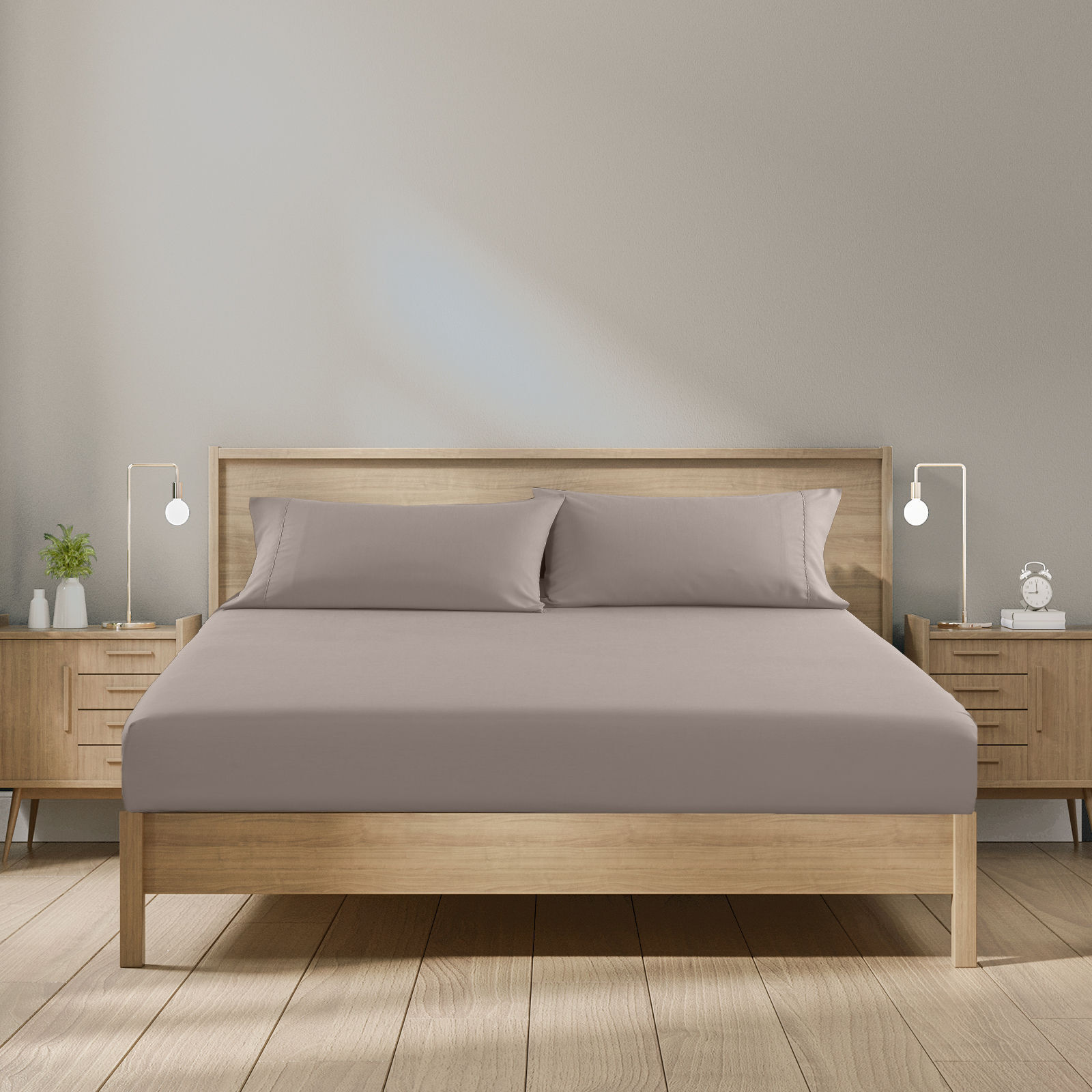 V160-232332-23867-00 Royal Comfort 1500 Thread Count Cotton Rich Sheet Set 3 Piece Ultra Soft Bedding - Double - Stone - Image 1