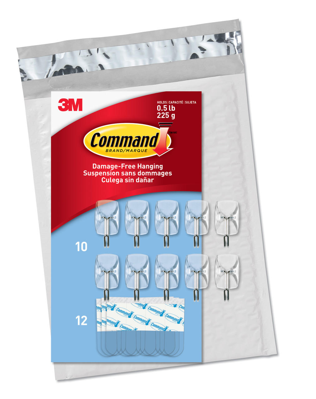 V177-AK-70006983624-70433-00 Command Small Clear Wire Value Pack, 10 Hooks and 12 Strips, CL067-10NA - Image 1