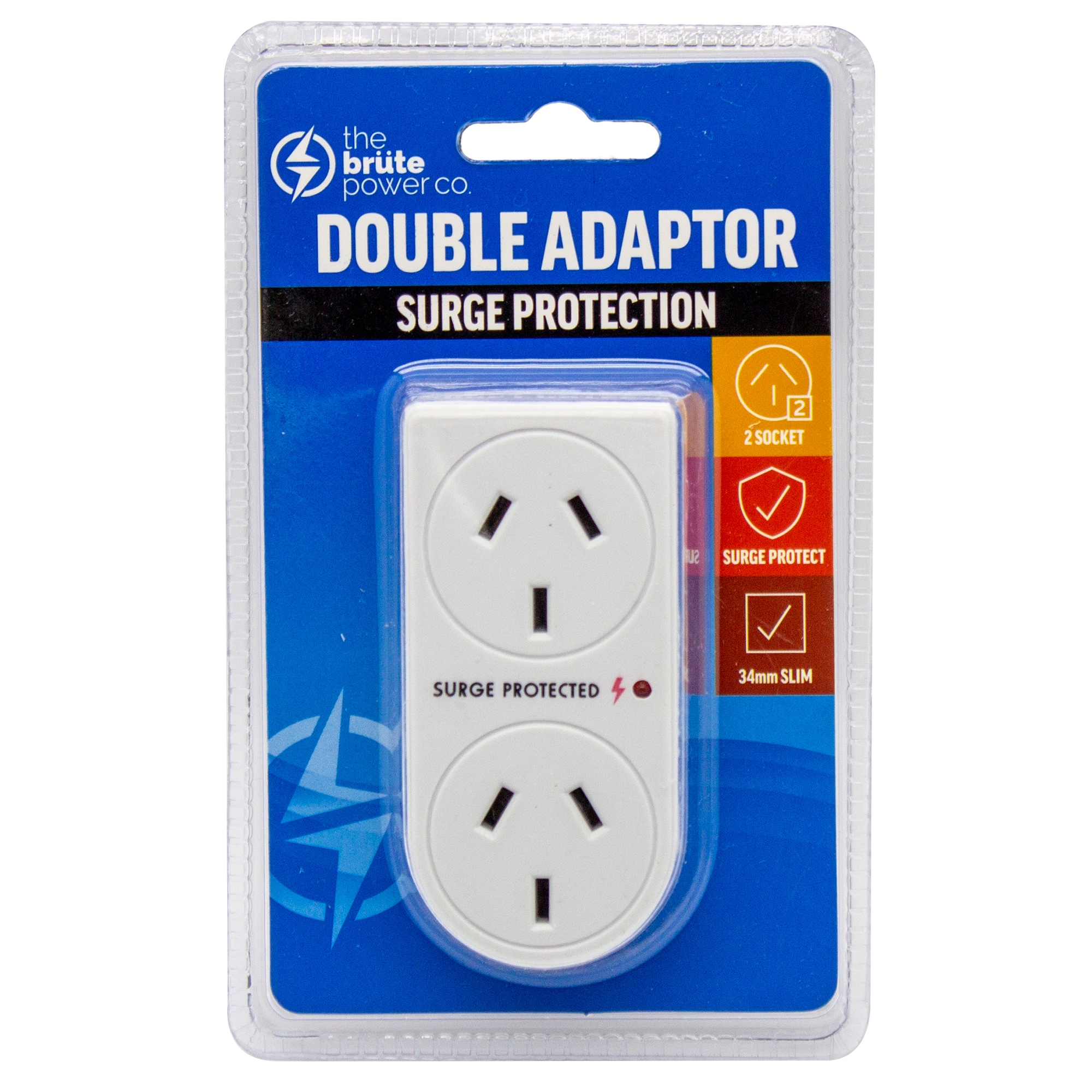 V177-BPDASP-BPDASP-00__41120-00 THE BRUTE POWER CO. Double Adaptor - Vertical + Surge Protection - Image 1