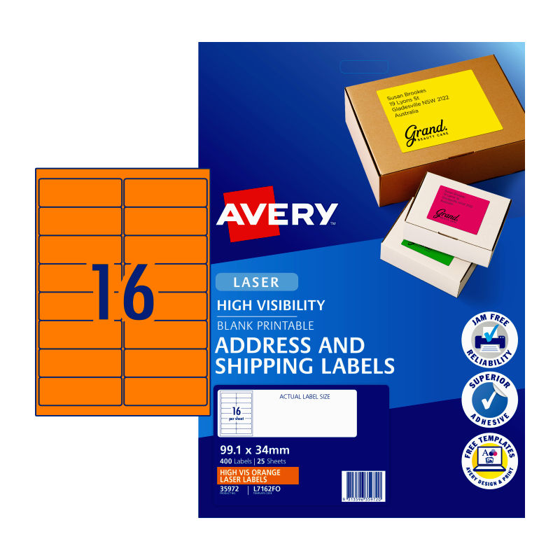 V177-D-AV35972-uc__67433-00 AVERY Laser Label Org L7162 16Up Pack of 25 - Image 1