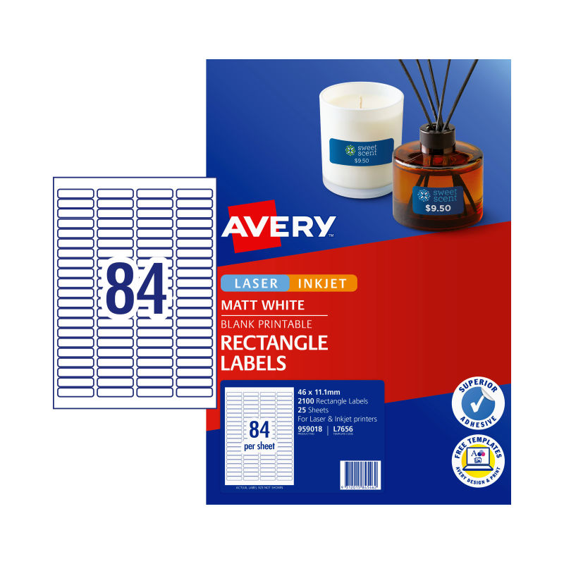 V177-D-AV959018-59755-00 AVERY LIP MP Label L7656 84Up Pack of 25 - Image 1