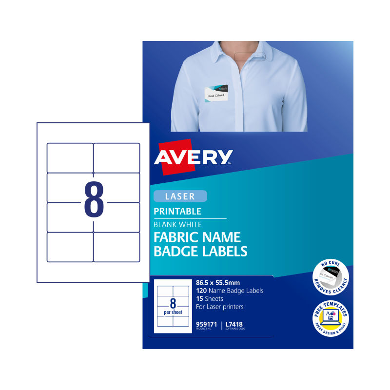 V177-D-AV959171-57919-00 AVERY Laser Label L7418 8Up Pack of 15 - Image 1