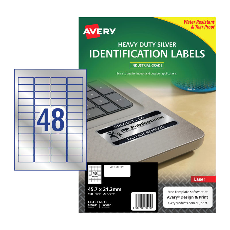 V177-D-AV959201-uc__90607-00 AVERY Laser Label HD L6009 48Up Pack of 20 - Image 1