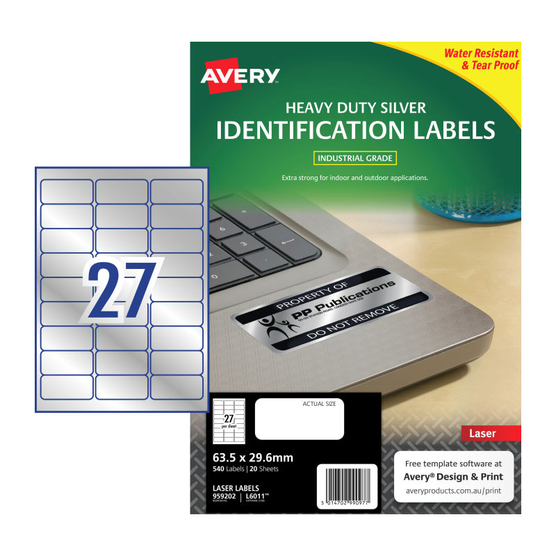 V177-D-AV959202-uc__38730-00 AVERY Laser Label L6011 27Up Pack of t20 - Image 1