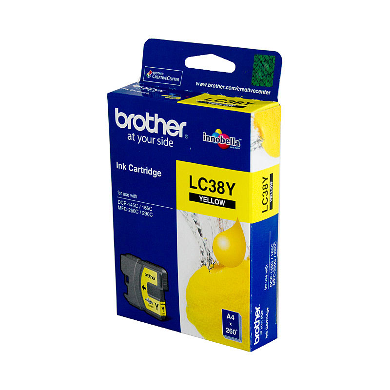 V177-D-B38Y_uc__24335_1 BROTHER LC38 Yellow Ink Cartridge - Image 1