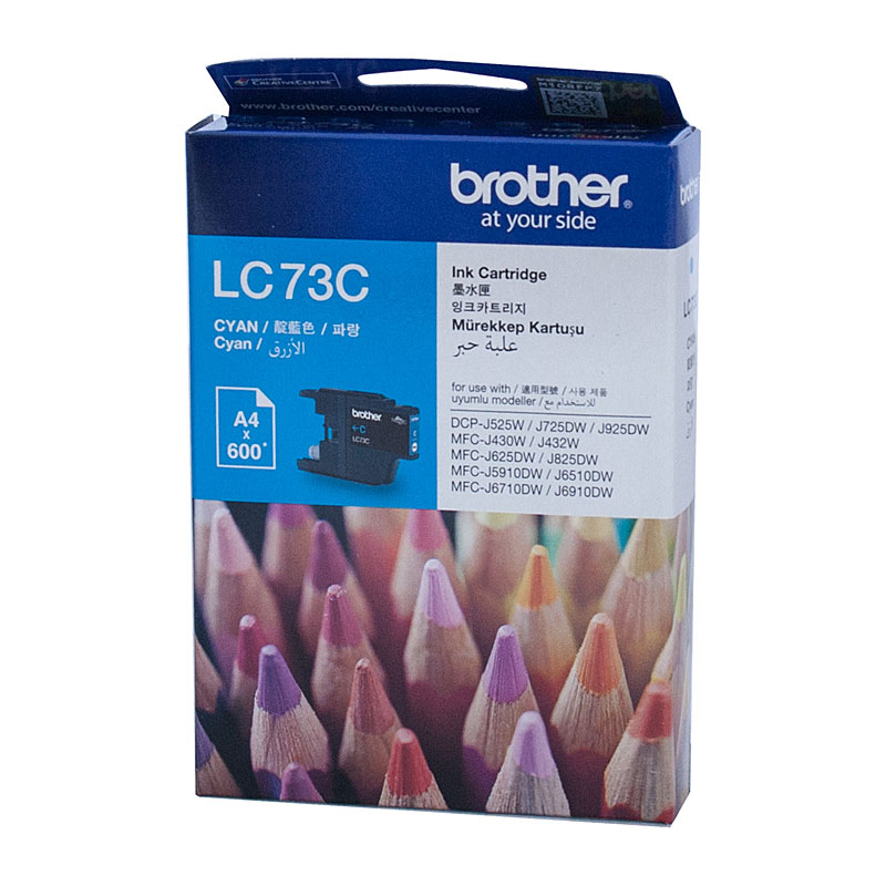 V177-D-B73C_uc__77655_1 Brother LC-73C Cyan High Yield Ink - DCP-J525W/J725DW/J925DW, MFC-J6510DW/J6710DW/J6910DW/J5910DW/J430W/J432W/J625DW/J825DW - up to 600 pages - Image 1