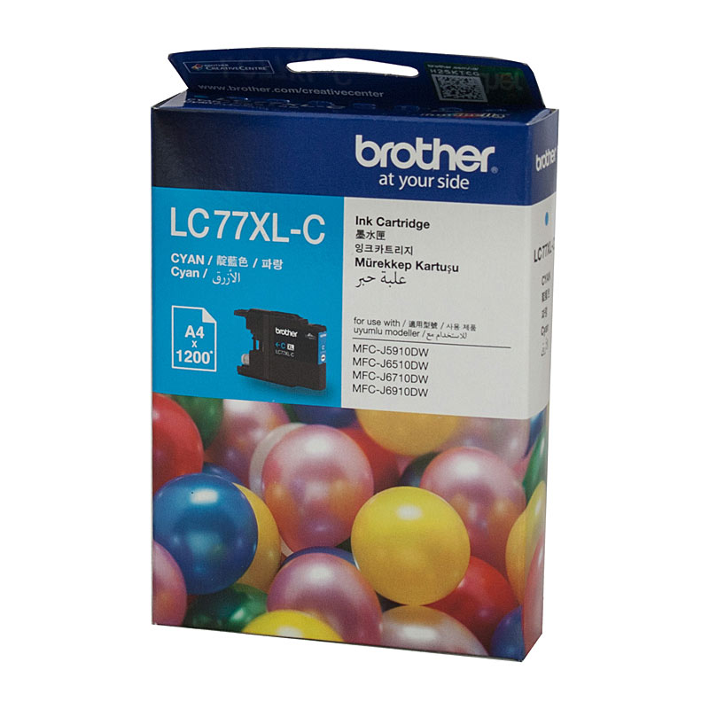 V177-D-B77XLC_uc__88442_1 Brother LC-77XLC Cyan Super High Yield Ink Cartridge - MFC-J6510DW/J6710DW/J6910DW/J5910DW - up to 1200 pages - Image 1