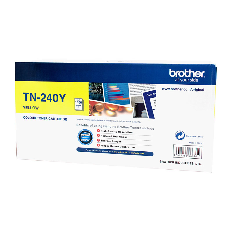 V177-D-BN240Y_uc__43420_1 Brother TN-240Y Colour Laser Toner - Yellow, HL-3040CN/3045CN/3070CW/3075CW, DCP-9010CN, MFC-9120CN/9125CN/9320CW/9325CW - up to 1,400 pages - Image 1