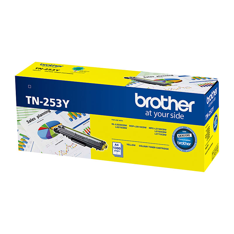 V177-D-BN253Y_uc__25513_1 Brother TN-253Y Yellow Toner Cartridge to Suit - HL-3230CDW/3270CDW/DCP-L3015CDW/MFC-L3745CDW/L3750CDW/L3770CDW 1,300 Pages - Image 1