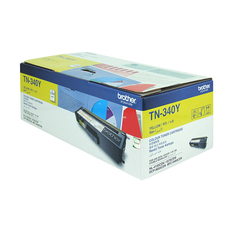 V177-D-BN340Y_uc__00271_1 BROTHER TN-340Y Colour Laser Toner- Standard Yield Yellow, HL-4150CDN/4570CDW, DCP-9055CDN, MFC-9460CDN/9970CDW - 1500 pages - Image 1