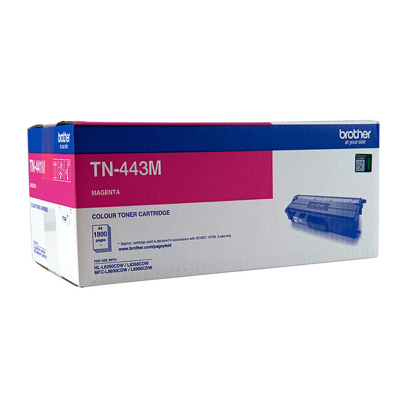 V177-D-BN443M_uc__31718_1 BROTHER TN-443M Colour Laser Toner - High Yield Magenta - to suit HL-L8260CDN/8360CDW MFC-L8690CDW/L8900CDW - 4,000 Pages - Image 1
