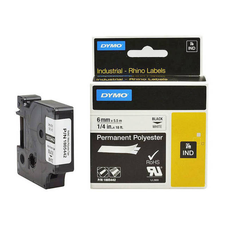 V177-D-DY1805442_DY1805442__02578_1 DYMO Black on White 6mm Tape - Image 1