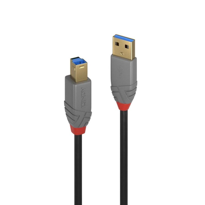V177-D-LIN36740-uc__23702-00 LINDY .5m USB3 A-B Cable Anthra Line - Image 1
