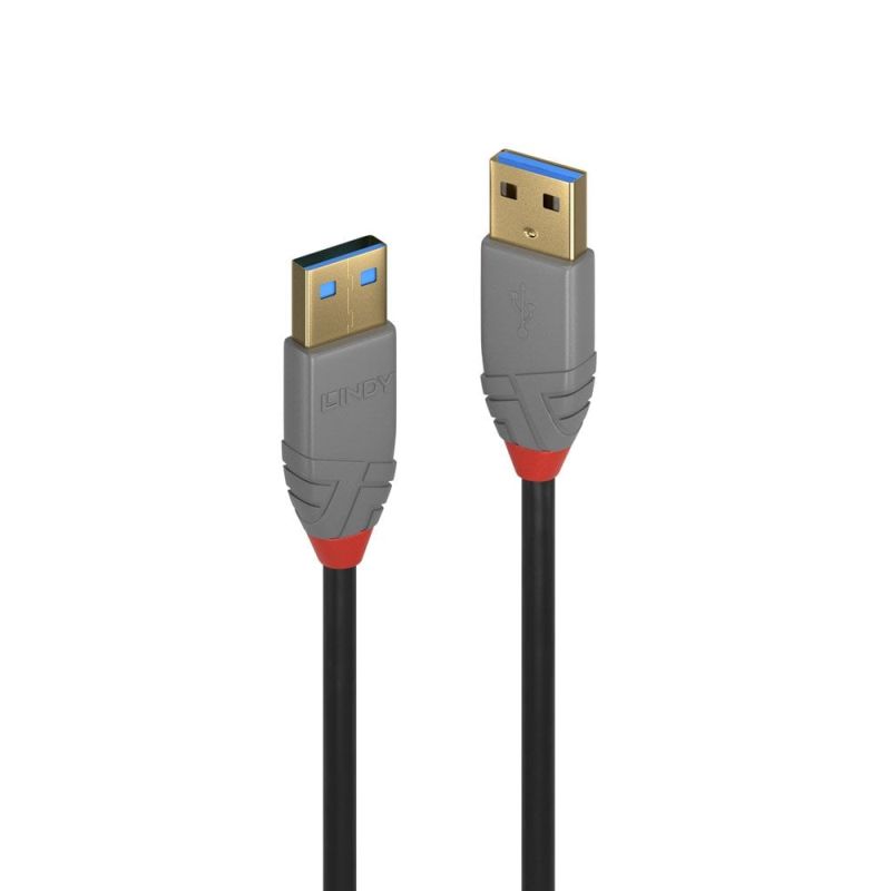 V177-D-LIN36754-uc__90322-00 LINDY 5m USB3 A-A Cable Anthra Line - Image 1