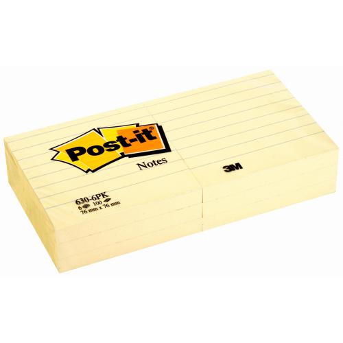 V177-D-PI6306PK_pk__59726_1 Post-It Notes 630-6PK Ruled Pack of 6 - Image 1