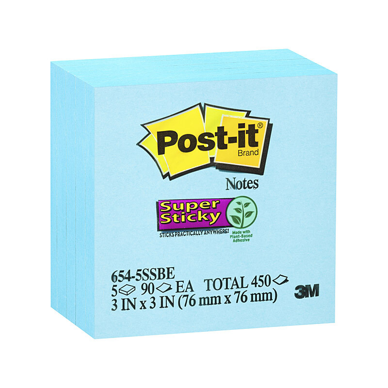 V177-D-PI70005263523-PI70005263523__69359-00 POST-IT SS 654-5SSBE Blue 75X75 Box of 4 - Image 1