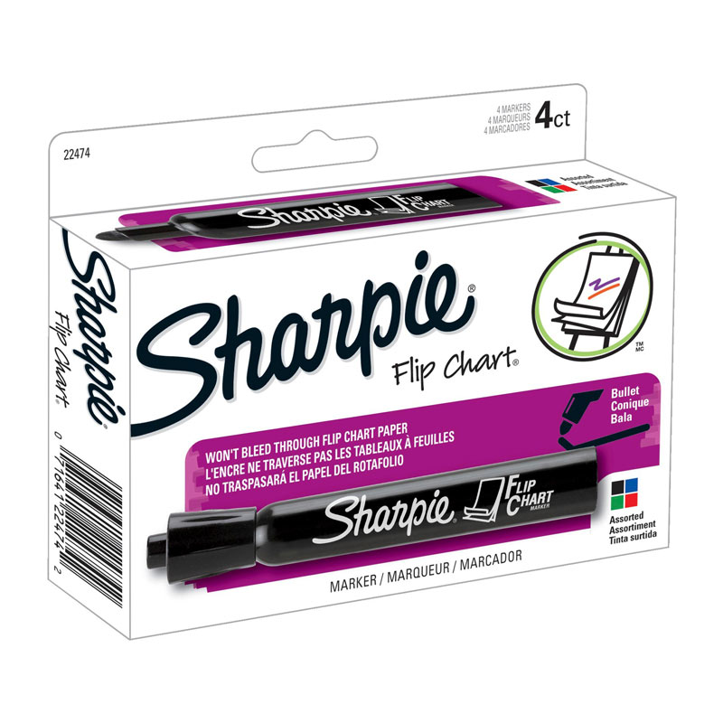V177-D-SH22474-34176-00 SHARPIE Flip Chart Markers Assorted Box of 4 - Image 1