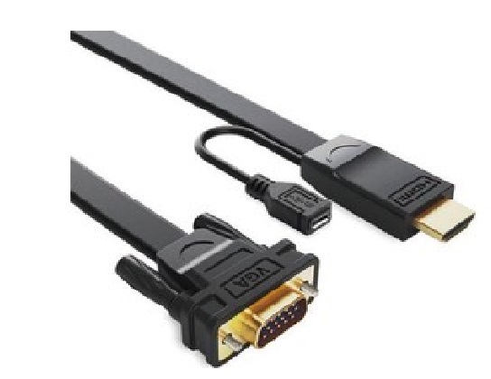 V177-L-CB8W-RC-HDMIVGA-2-CB8W-RC-HDMIVGA-2__15620-00 8WARE HDMI to VGA Converter Cable 2m Male to Male - Image 1