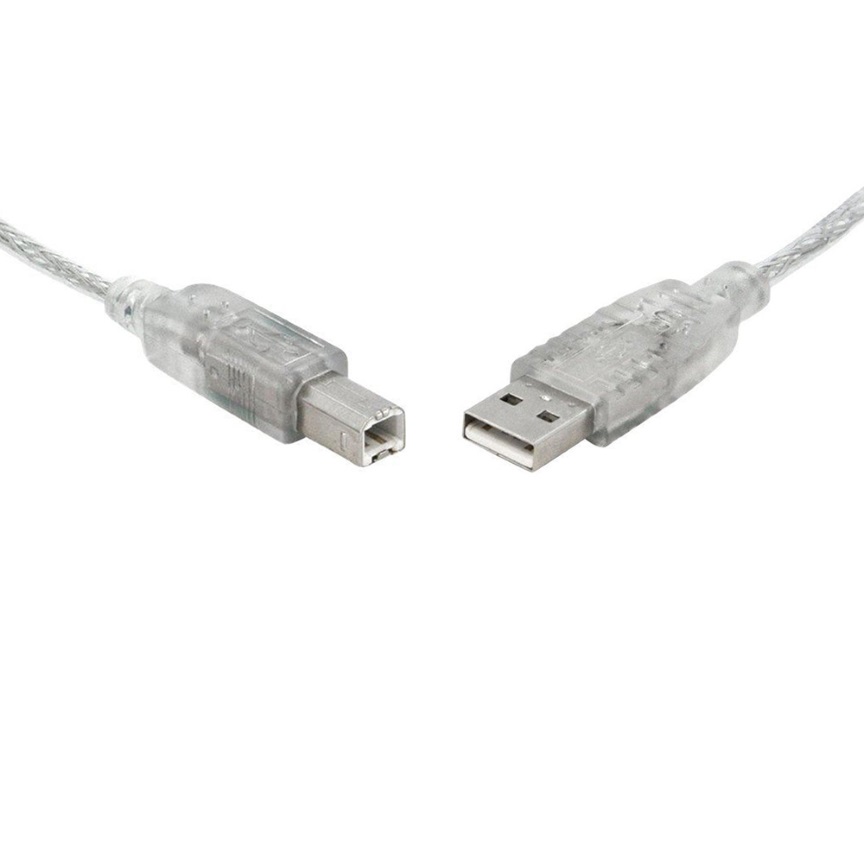 V177-L-CB8W-UC-2000AB-CB8W-UC-2000AB__70211-00 8WARE USB 2.0 Cable 0.5m (50cm) A to B Transparent Metal Sheath UL Approved - Image 1