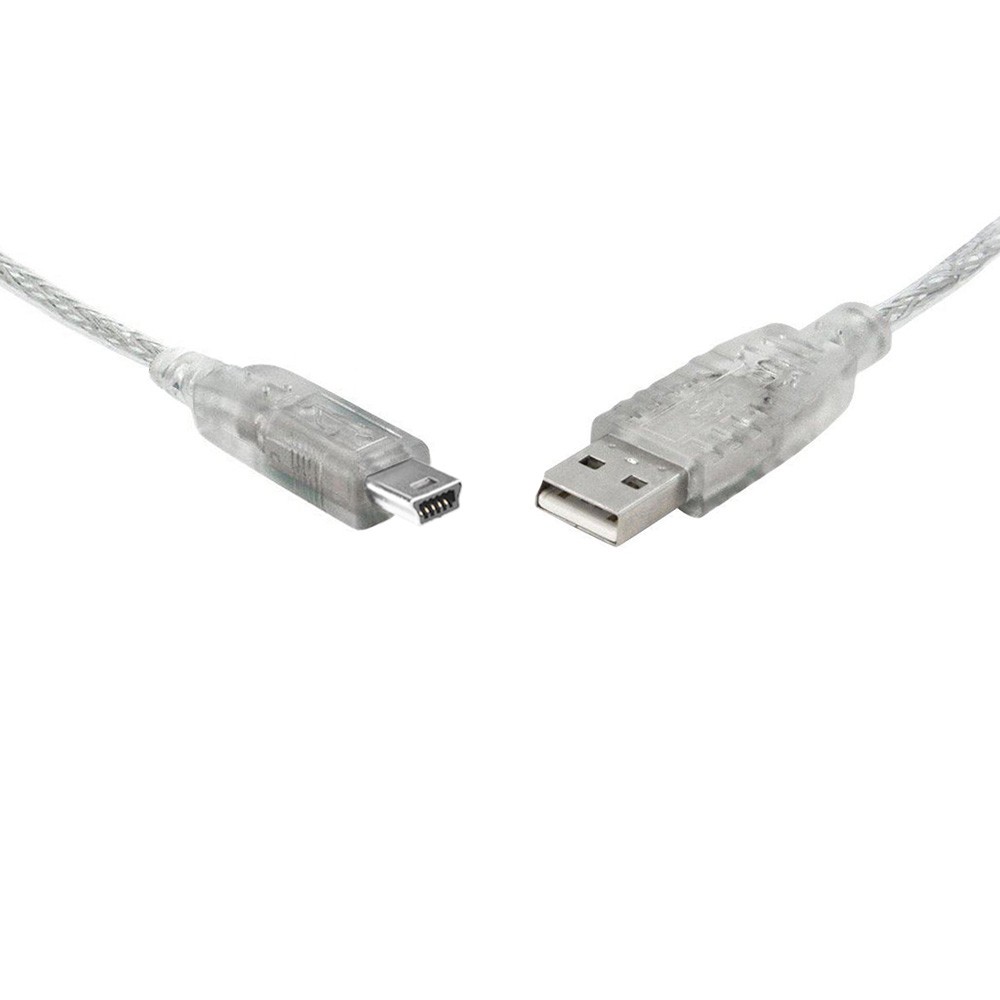 V177-L-CB8W-UC-2003ABN-CB8W-UC-2003ABN__77346-00 8WARE USB 2.0 Cable 3m A to B 5-pin Mini Transparent Metal Sheath UL Approved - Image 1