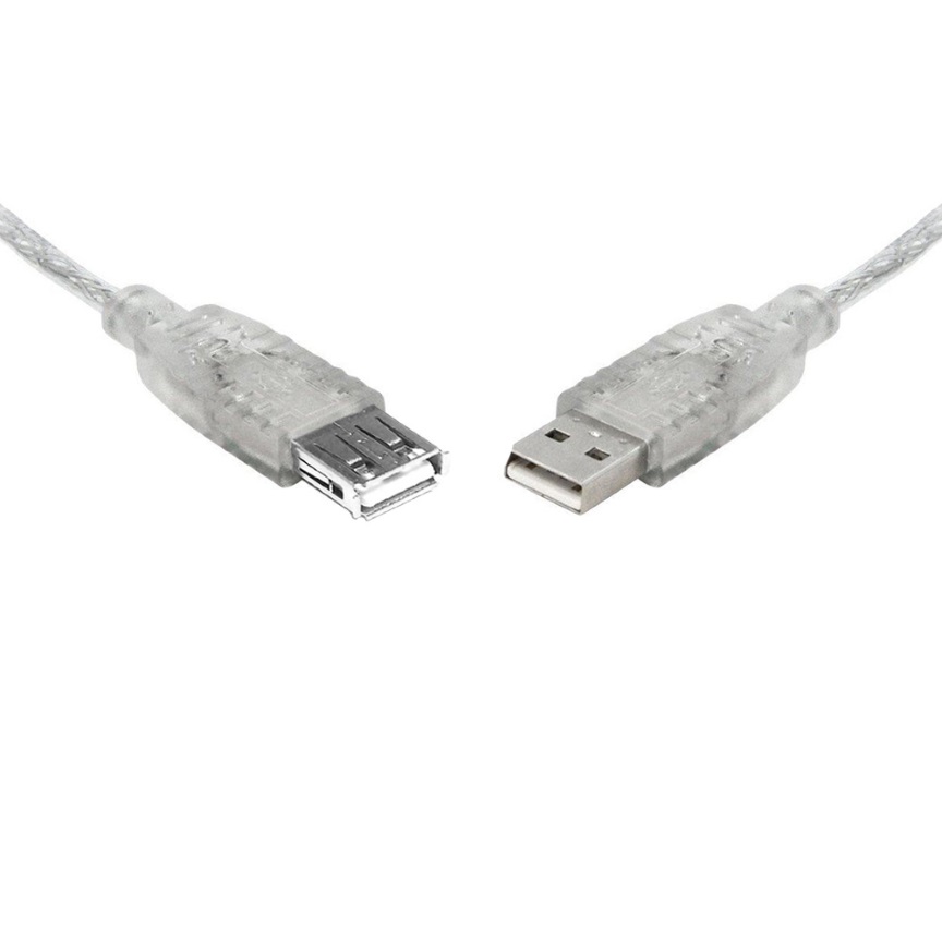V177-L-CB8W-UC-2005AAE-CB8W-UC-2005AAE__46639-00 8WARE USB 2.0 Extension Cable 5m A to A Male to Female Transparent Metal Sheath Cable - Image 1
