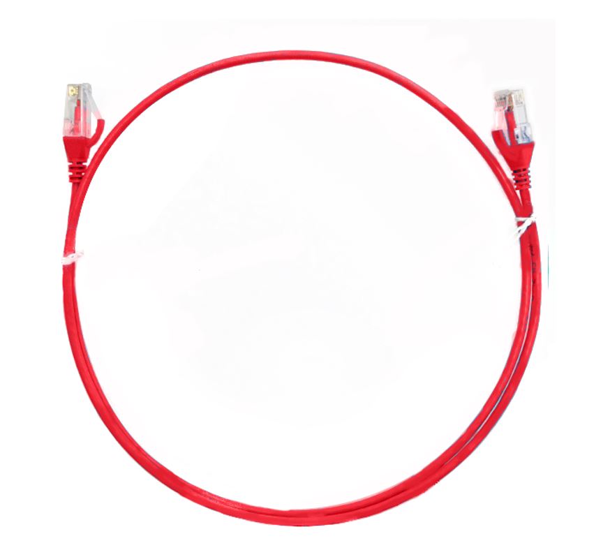 V177-L-CBAT-CAT6THINRD-2M-CBAT-CAT6THINRD-2M__65299-00 8WARE CAT6 Ultra Thin Slim Cable 2m / 200cm - Red Color Premium RJ45 Ethernet Network LAN UTP Patch Cord 26AWG for Data Only, not PoE - Image 1