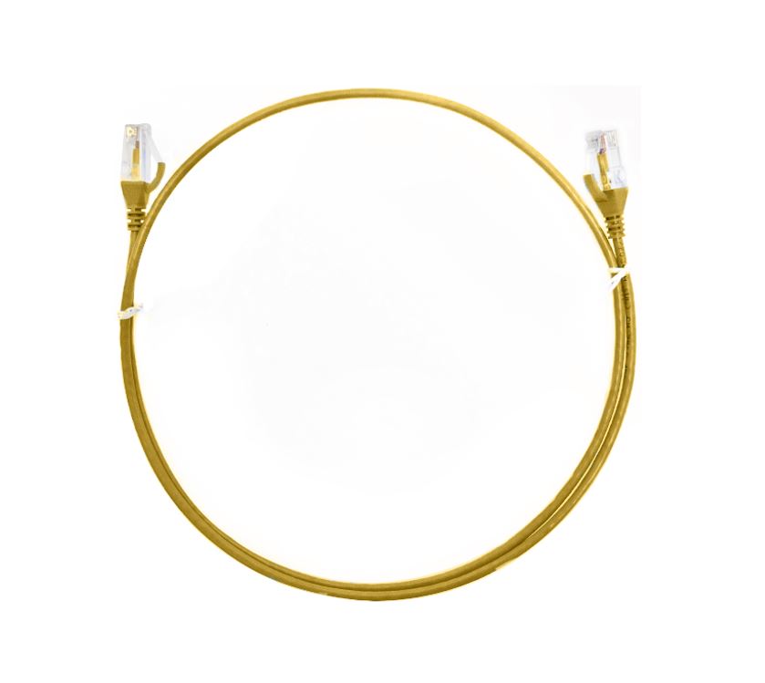V177-L-CBAT-CAT6THINYE-025M_CBAT-CAT6THINYE-025M__22206_1 8WARE CAT6 Ultra Thin Slim Cable 0.25m / 25cm - Yellow Color Premium RJ45 Ethernet Network LAN UTP Patch Cord 26AWG for Data Only, not PoE - Image 1