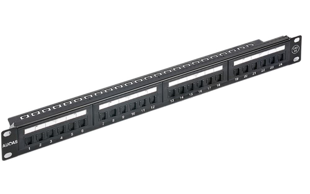 V177-L-CBATP-PPU6-24-CBATP-PPU6-24__58902-00 ASTROTEK 24 Ports UTP Patch Panel CAT6 RJ45 for 19" 1RU Rack Mount Data Network Cabinet Server PCB Type 110/Krone 3U' Black LS - Image 1