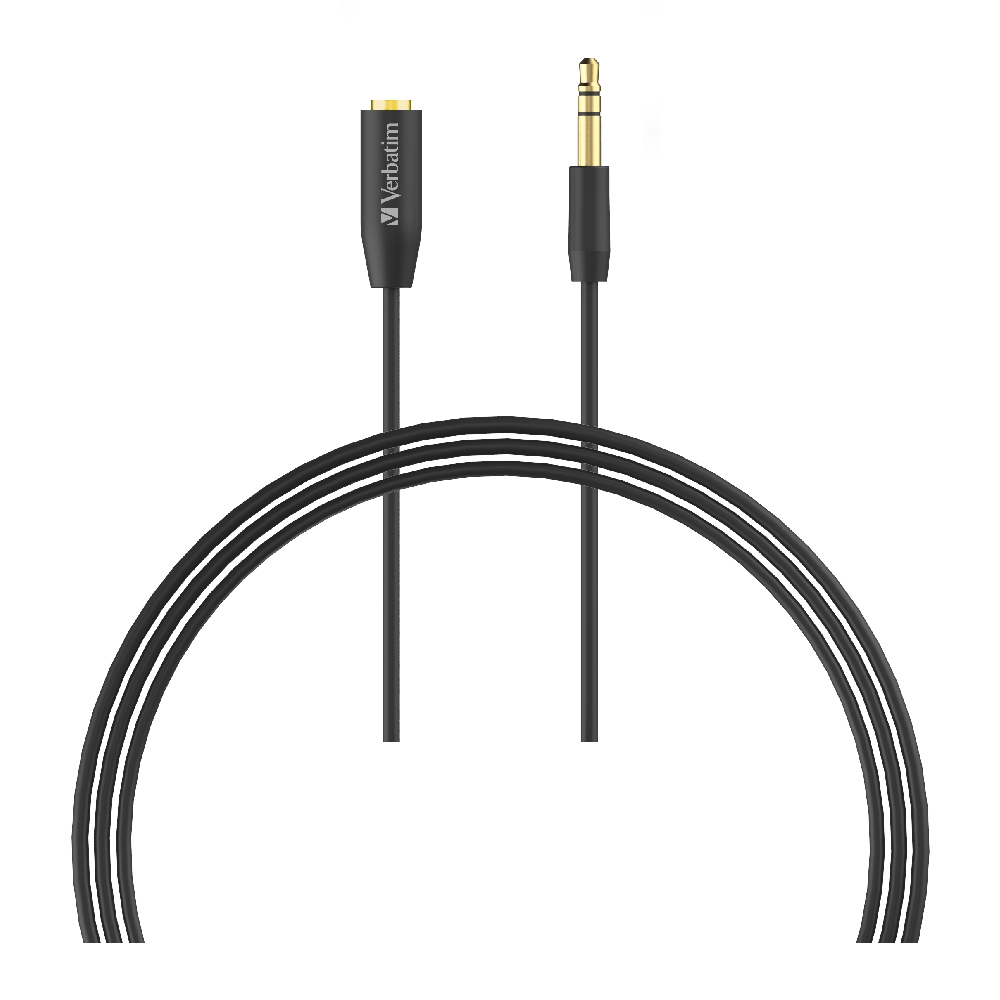 V177-L-CBV-66574-CBV-66574__68158-00 VERBATIM 3.5mm Aux Audio Extension Cable 3m - Black - Image 1