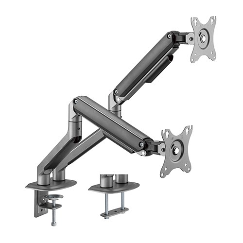 V177-L-MABT-LDT63-C024-B-72610-00 BRATECK Dual Monitor Economical Spring-Assisted Monitor Arm Fit Most 17'-32' Monitors, Up to 9kg per screen VESA 75x75/100x100 Space Grey - Image 1