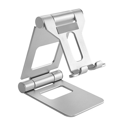V177-L-MPBT-PHS05-2-SILVER-MPBT-PHS05-2-SILVER__57816-00 BRATECK Aluminium Foldable Stand Holder for Phones and Tablets- Silver - Image 1